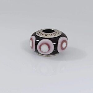 Pandora Purple Spots Stepping Stone Charm Murano Glass Charm Bead with box